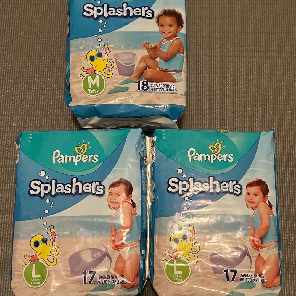 Pampers - Splashers Swim Pants Octapis 18-Pack - Size Medium 20-33lb - New